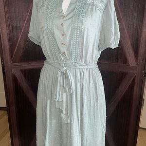 Sweet Wanderer Mint Button-Front Midi Dress